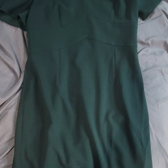 NWOT DKNY Cape Flutter Sleeve Sheath Pine Forest Green Dress Women Size 8 - Picture 4 of 4
